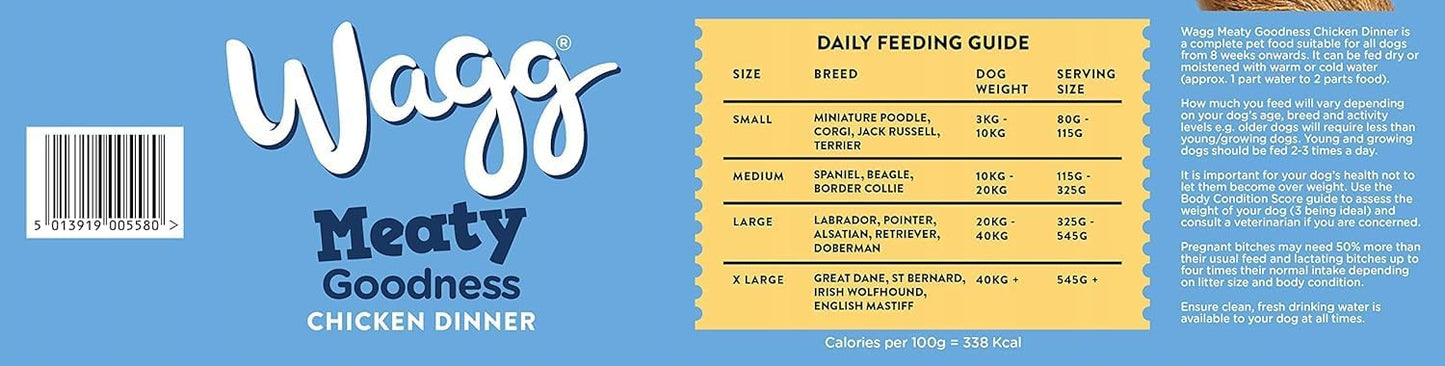 Wagg Meaty Goodness Complete Dry Adult Dog Food Chicken Dinner 12kg