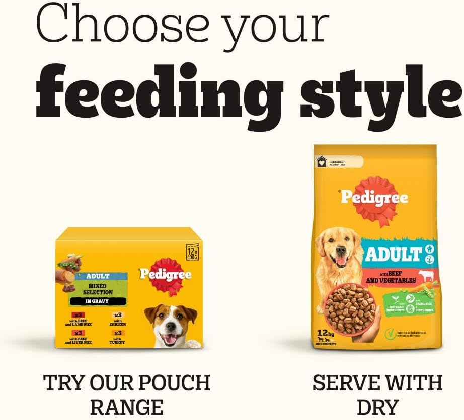 Pedigree Adult Dog Wet Food Can, Mixed Selection Gravy, 12x400g