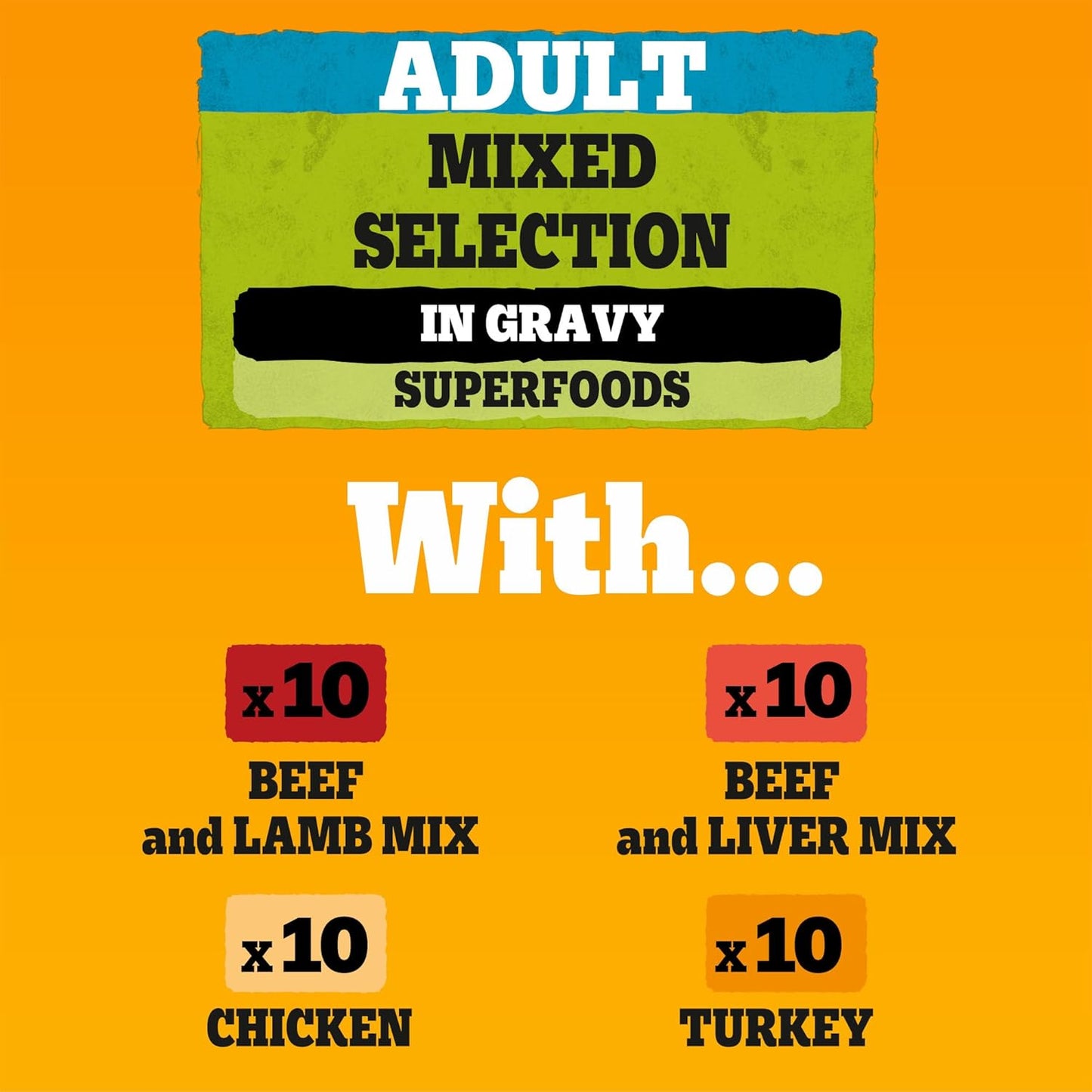Pedigree Adult Dog Wet Food Pouch Mixed Selection in Gravy, 40x100g