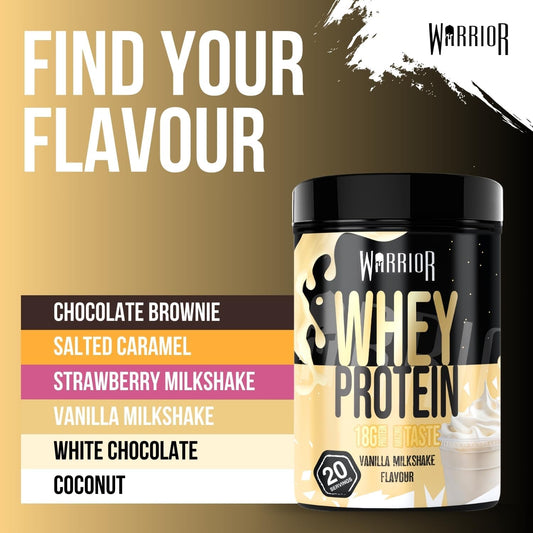 Warrior Whey Protein Powder 500g - Up to 36g* Protein per Shake – Low Sugar - Muscle Growth and Recovery Drink - Amazing Taste - 20 Servings