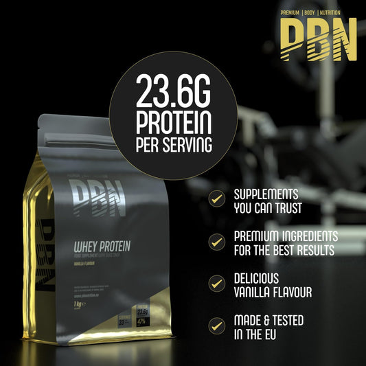 PBN - Premium Body Nutrition Whey Protein 1kg Vanilla, New Improved Flavour