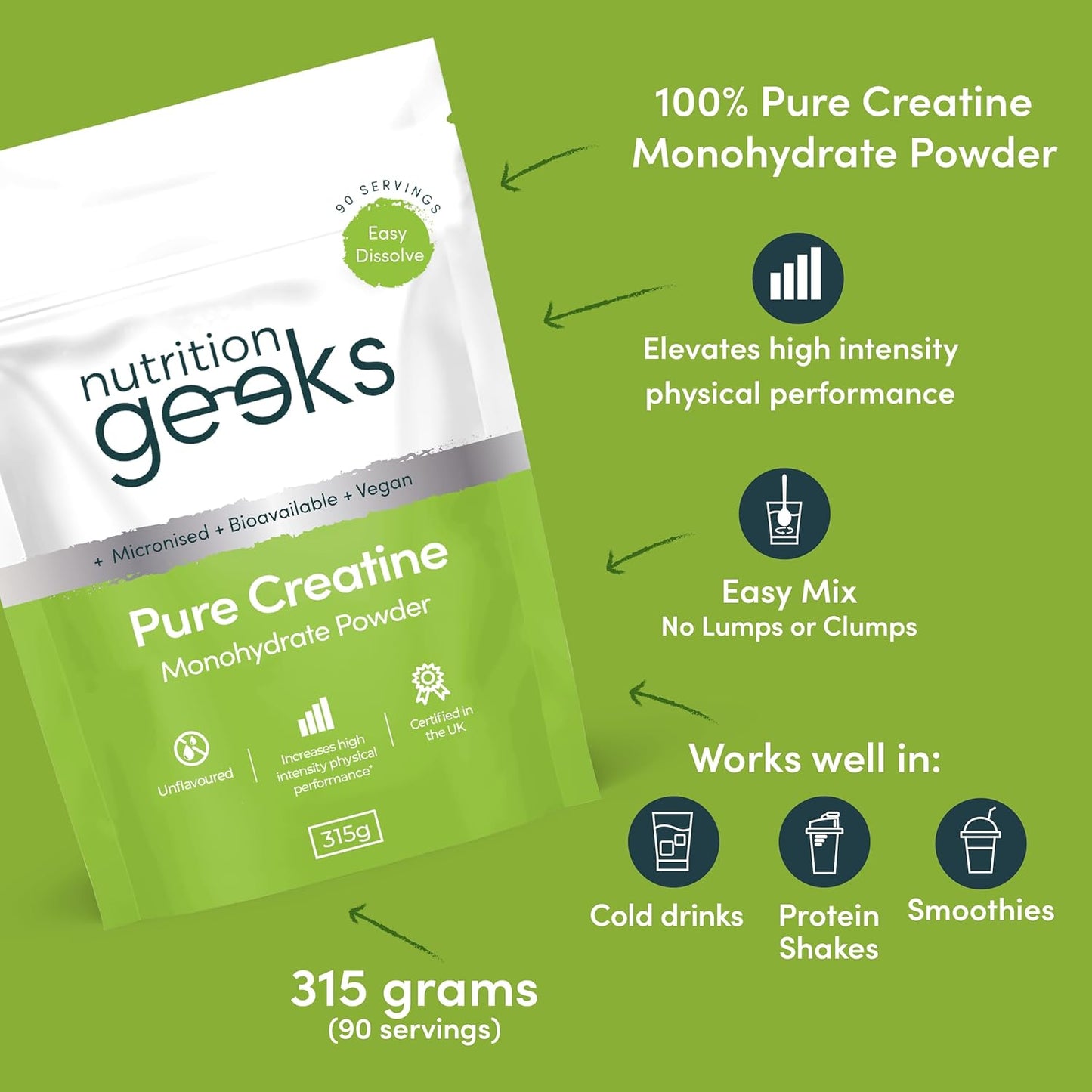 Pure Creatine Monohydrate Powder – 315g