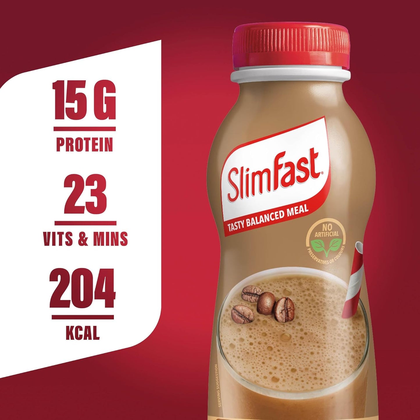 SlimFast Ready To Drink Cafe Latte Shake, 6 x 325ml