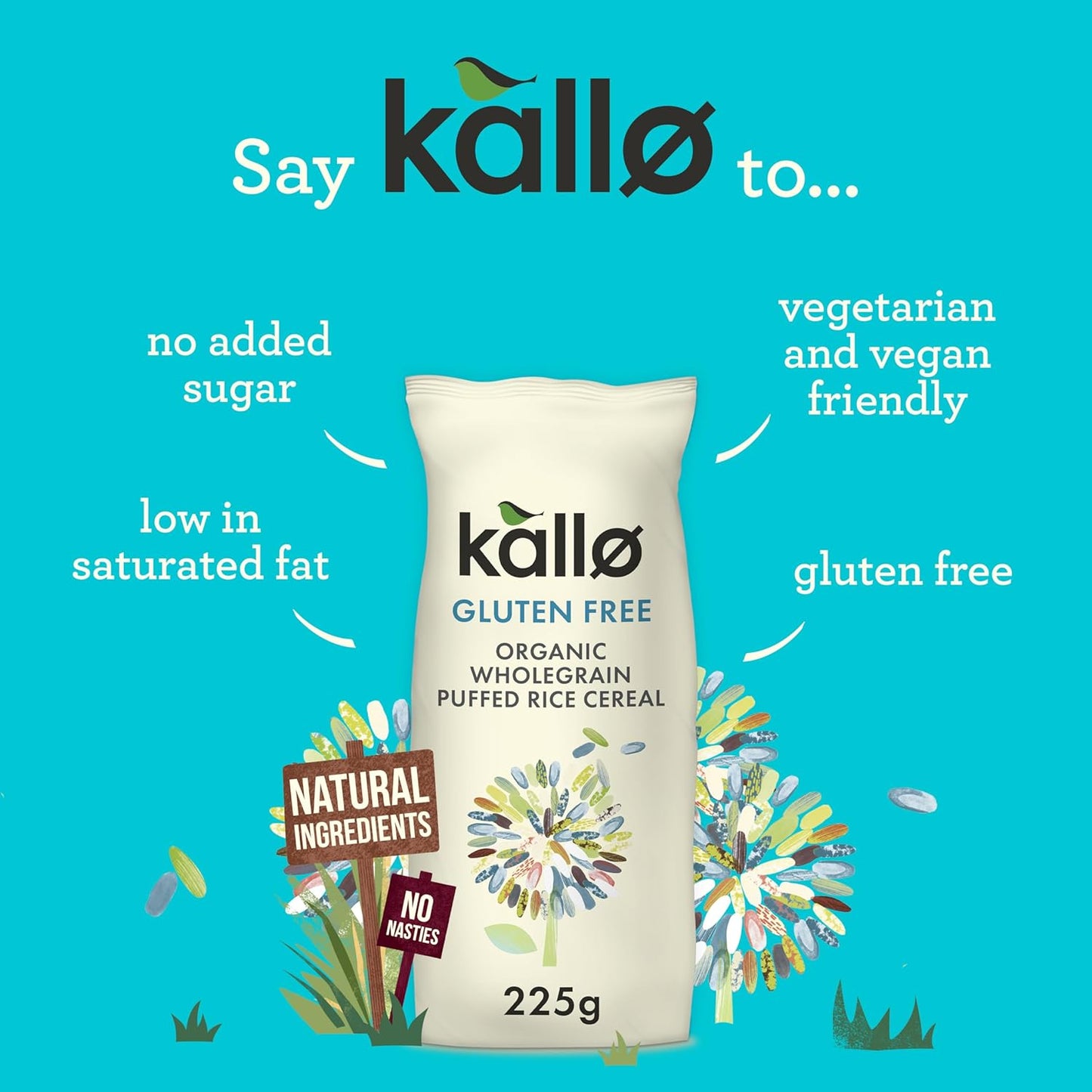 Kallo Organic Puffed Rice Cereal, 225g