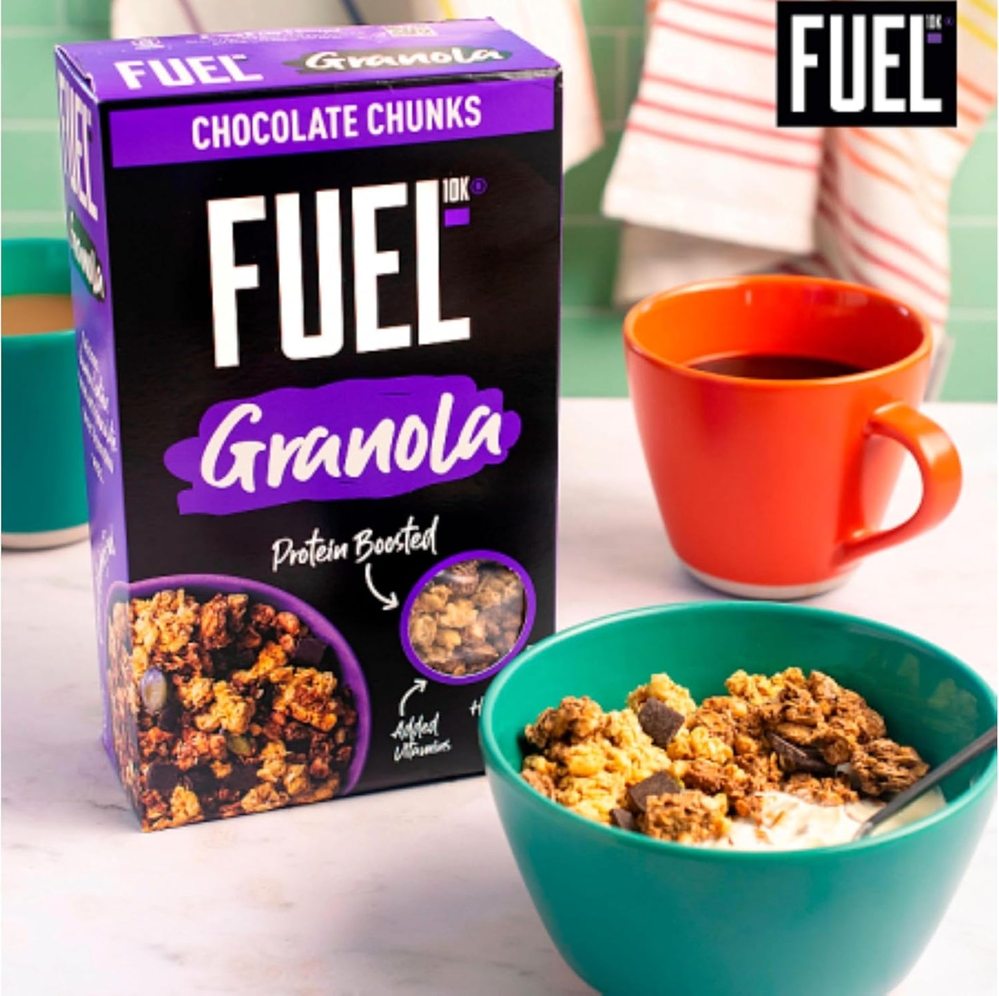 FUEL10K Chocolate Chunks Protein Granola Breakfast Cereal, 400 g (Pack of 6)