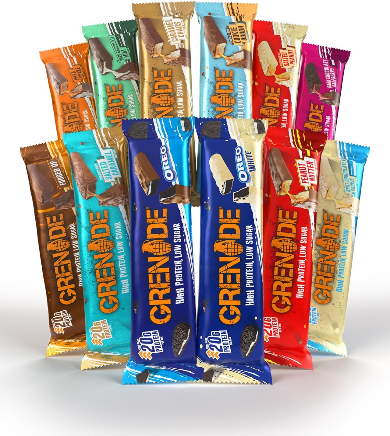 Grenade High Protein, Low Sugar Bar - Chocolate Chip Salted Caramel, 12 x 60 g