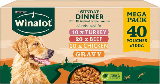 WINALOT Sunday Dinner Mixed in Gravy Wet Dog Food 40x100g