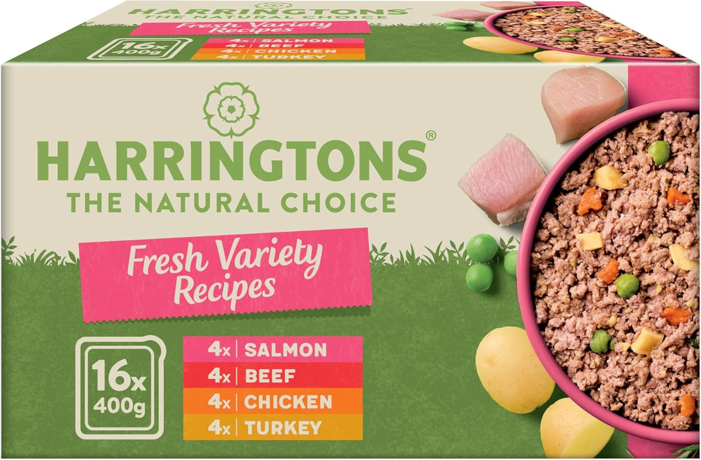 Harringtons Complete Wet Tray Grain Free Hypoallergenic Adult Dog Food Classics Variety Pack 16x400g -