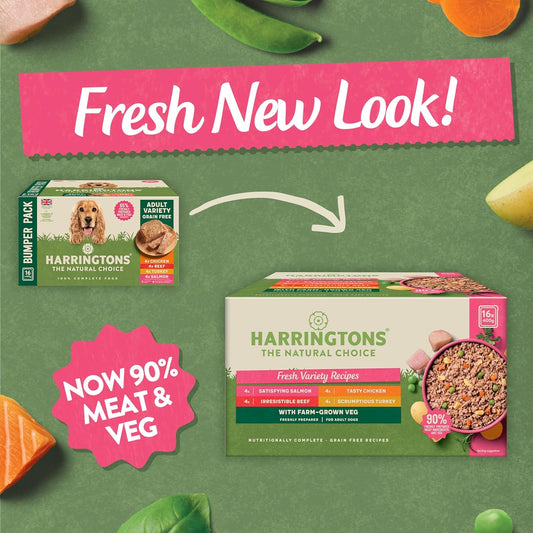 Harringtons Complete Wet Tray Grain Free Hypoallergenic Adult Dog Food Classics Variety Pack 16x400g -