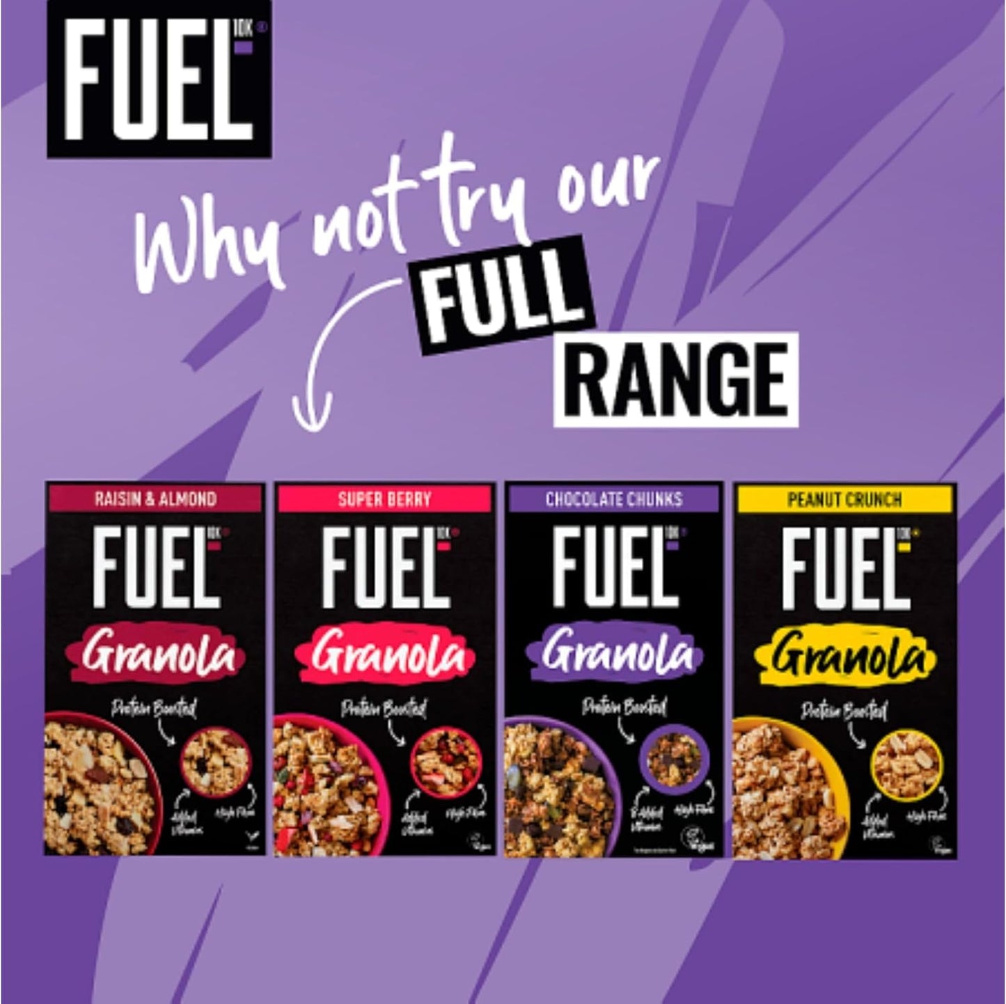 FUEL10K Chocolate Chunks Protein Granola Breakfast Cereal, 400 g (Pack of 6)