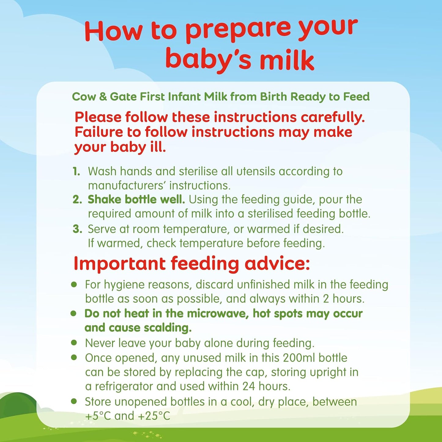 Cow & Gate 1 First Infant Baby Milk Ready to Use Liquid Formula, from Birth, 200ml (Pack of 12)