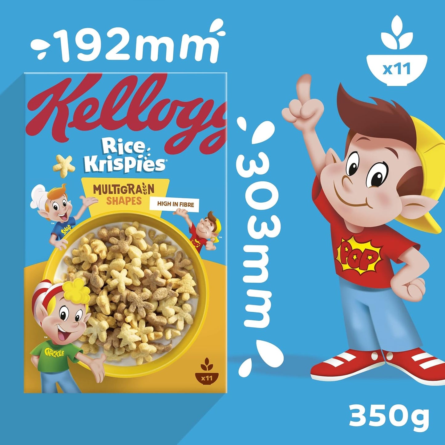 Kellogg's Rice Krispies Multigrain Shapes Breakfast Cereal Box, 350g
