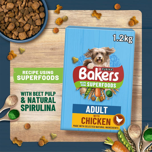 Bakers Adult Dry Dog Food Chicken and Veg 14 kg, Packaging May Vary