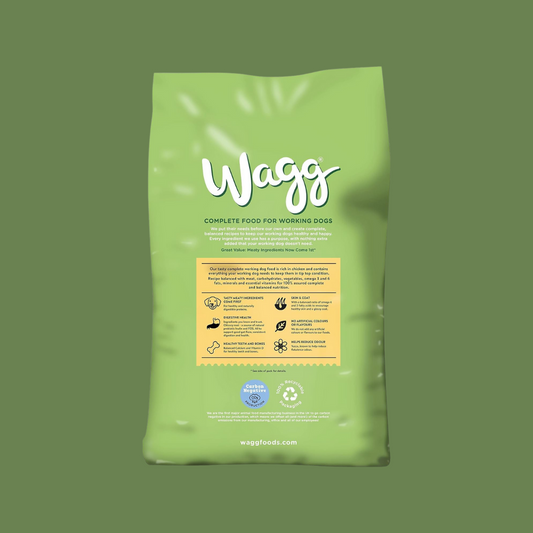 Wagg Active Goodness Complete Dry Adult Dog Food Chicken & Veg 12kg - For All Active Working Dog Breeds