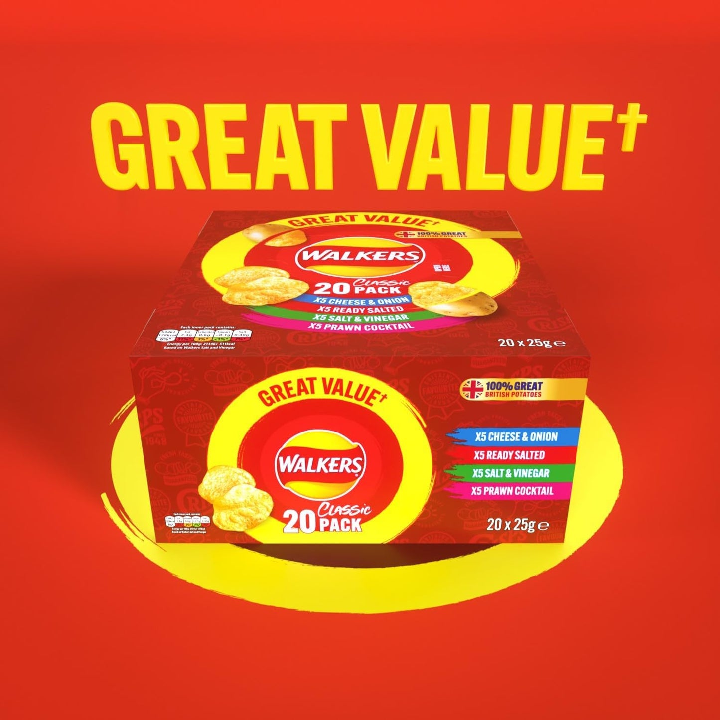 Walkers Classic Variety Multipack Crisps Box 20x25 g