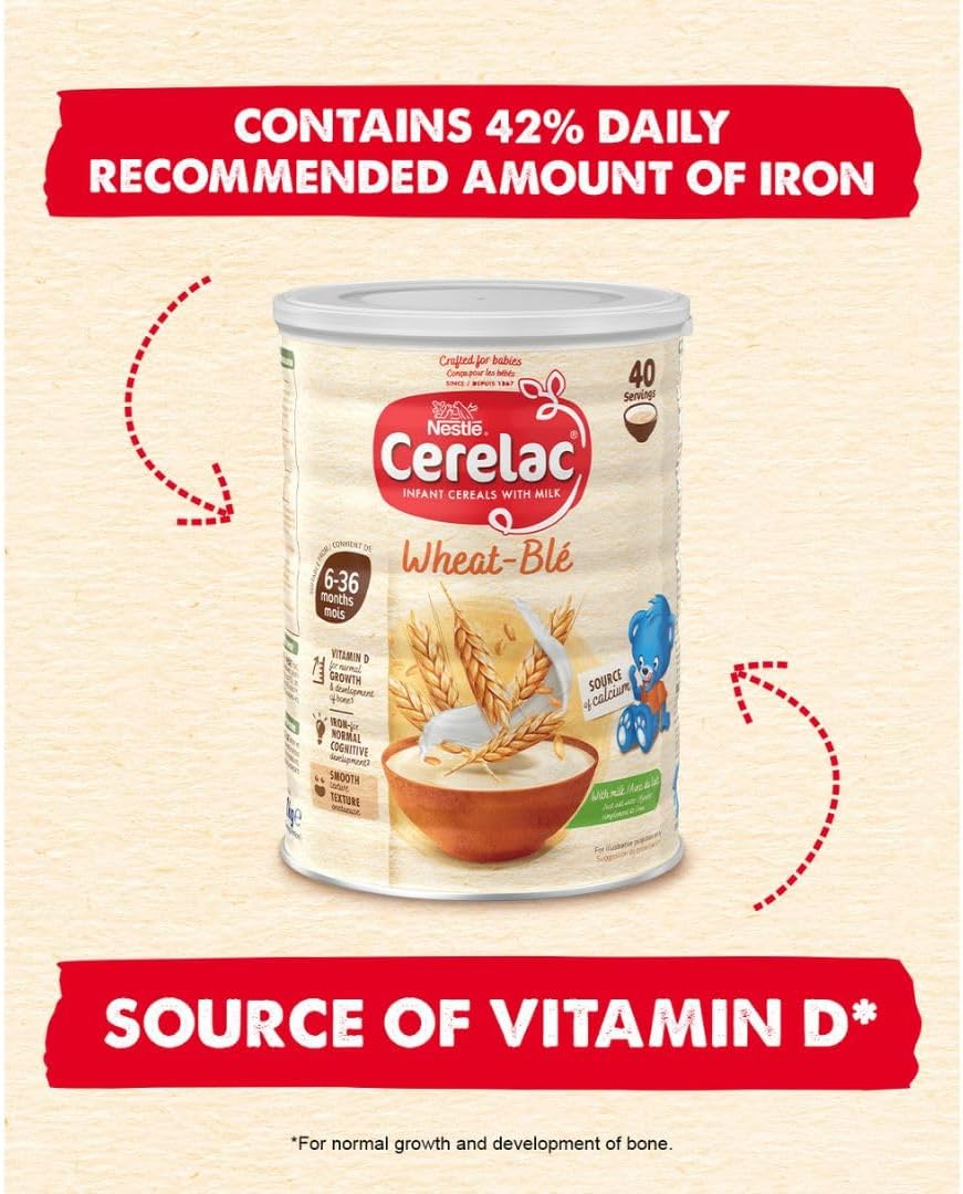 Nestlé Cerelac Wheat Infant Cereal with Milk, 6+ Months, 1kg