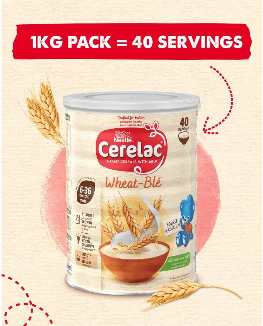 Nestlé Cerelac Wheat Infant Cereal with Milk, 6+ Months, 1kg