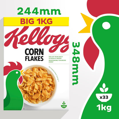 Kellogg's Corn Flakes Breakfast Cereal, 1kg