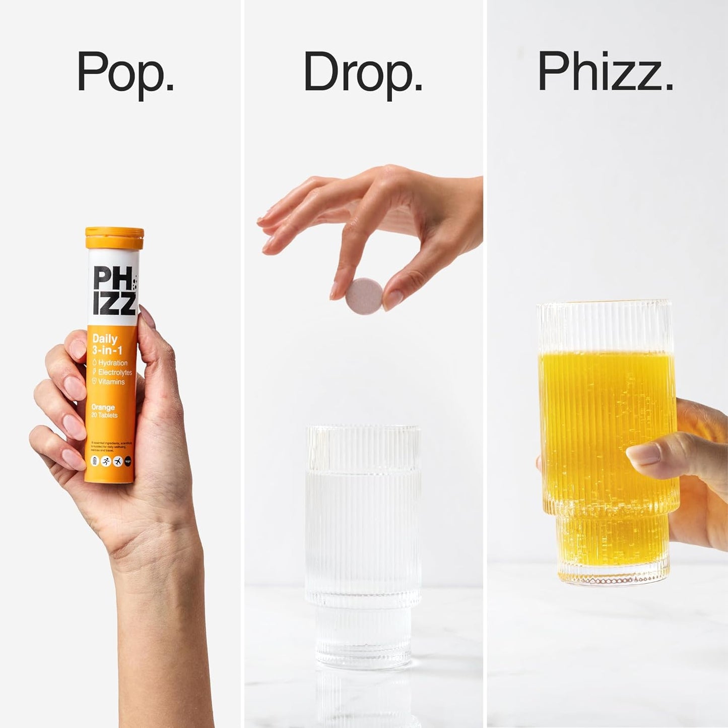 Phizz Electrolytes, Multivitamin & Hydration Tablets - 20 Effervescent Orange, 20 Tablets)