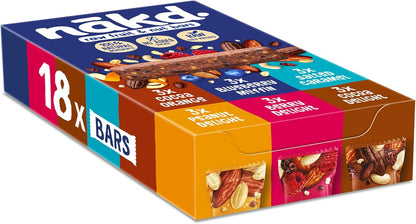 Nakd Fruit & Nut Bar Variety Pack - Vegan - Healthy Snack - Gluten Free - 35g x 18 bars
