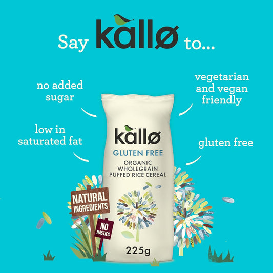 Kallo Organic Puffed Rice Cereal, 225g