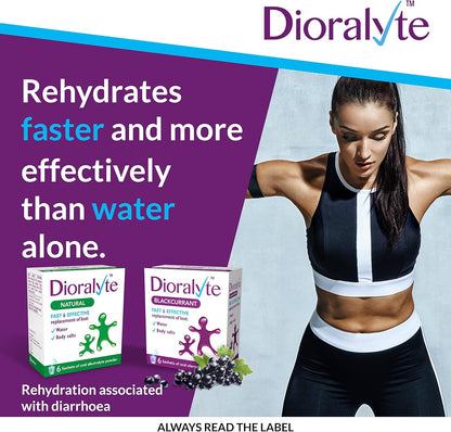 Dioralyte - Fast and Effective Supplement Treatment for Reducing Dehydration and Replacing Electrolytes Blackcurrant Flavour - 6 Sachets