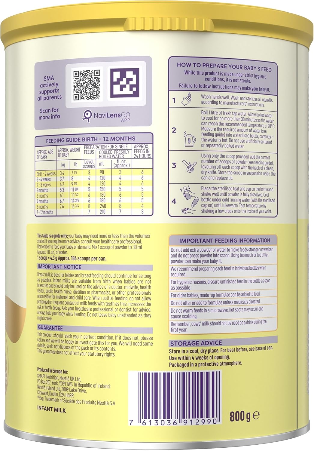 SMA First Infant Milk Powder 800g – From Birth | Halal Certified |