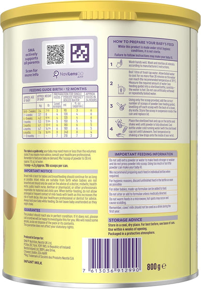 SMA First Infant Milk Powder 800g – From Birth | Halal Certified |