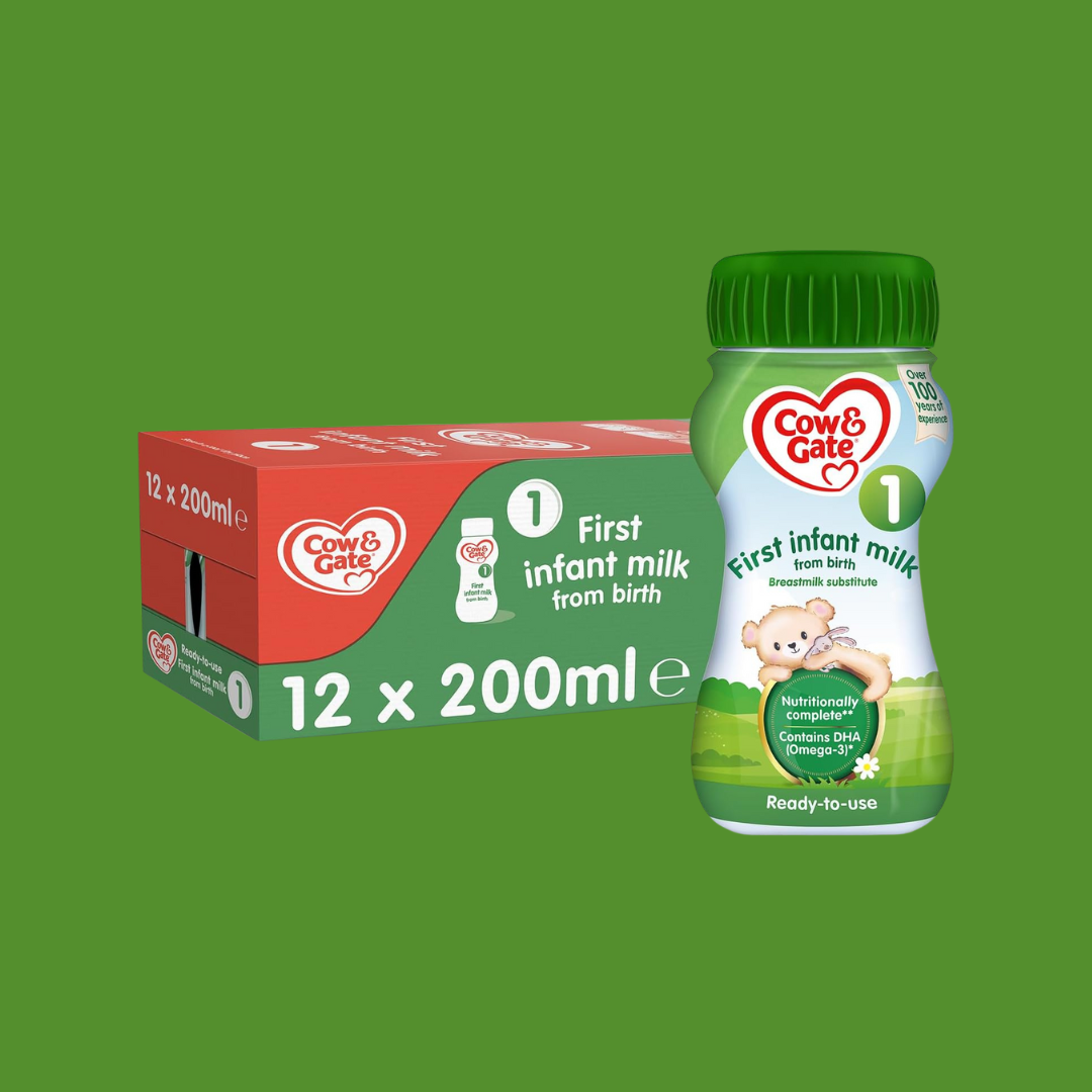 Cow & Gate 1 First Infant Baby Milk Ready to Use Liquid Formula, from Birth, 200ml (Pack of 12)