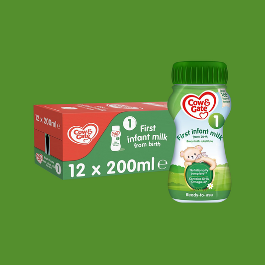 Cow & Gate 1 First Infant Baby Milk Ready to Use Liquid Formula, from Birth, 200ml (Pack of 12)