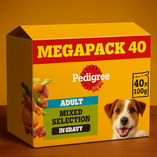 Pedigree Adult Dog Wet Food Pouch Mixed Selection in Gravy, 40x100g